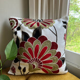 Folk Blooms Embroidered Throw Pillow Cover