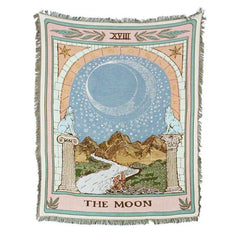 Moon Tarot Card Woven Throw Blanket