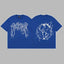 Revenge Arch Logo & Lightning Earth Graphic Short Sleeve T-Shirt Blue