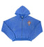 Cross‑Emblem Rhinestone Cropped Zip‑Up Hoodie, Unisex Blue Y2K Streetwear Jacket