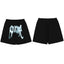 Revenge Ice Blue Skeleton Gothic Logo Mesh Shorts - Black