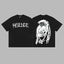 Revenge White Arch Logo & Dreadlocks Skull Graphic Short Sleeve T-Shirt Black