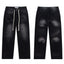 VALLEY Vintage Cross‑Shaped Towel‑Embroidered Baggy Jeans, Washed‑Black Unisex Streetwear Denim Pants