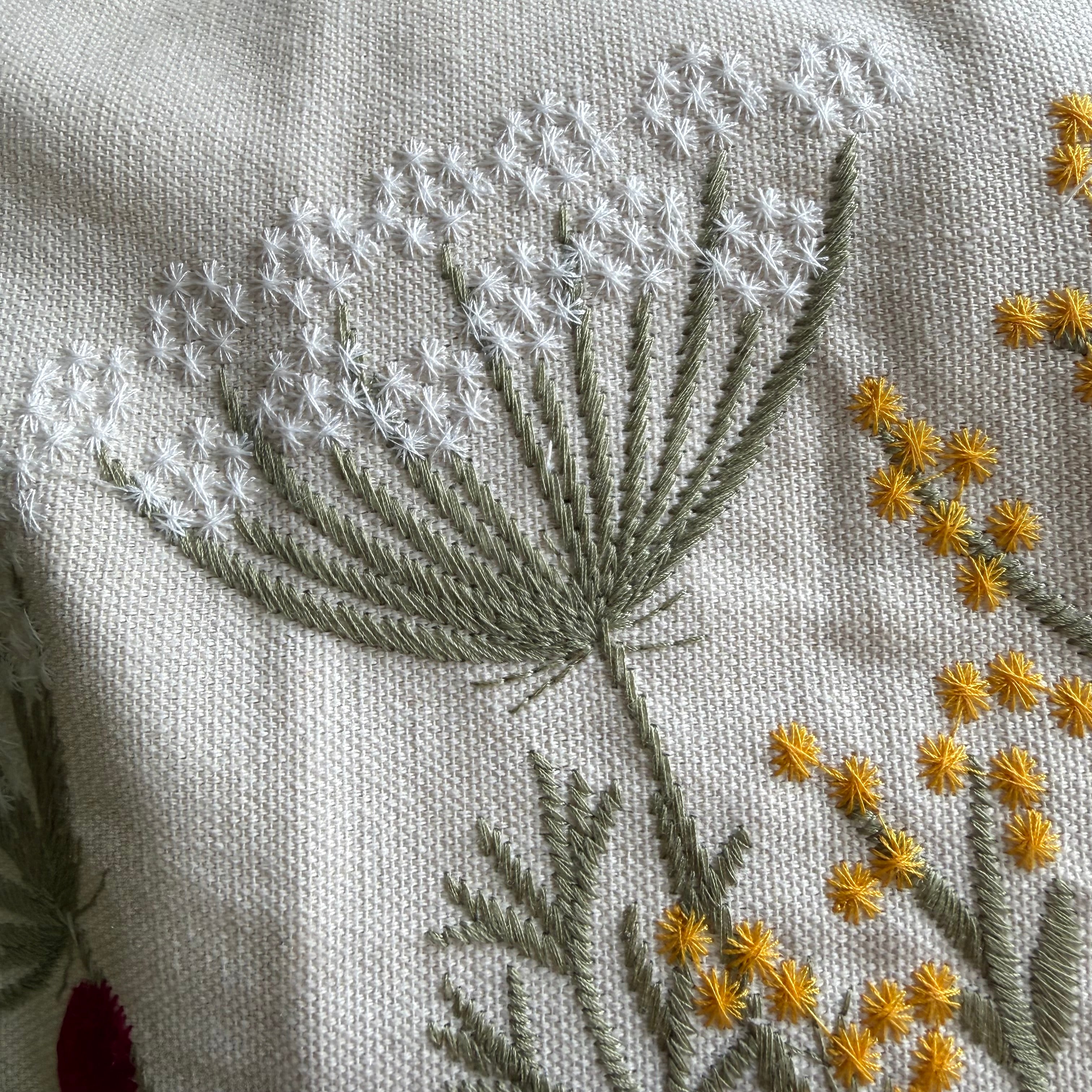 Field of Blooms Embroidered Pillow Cover