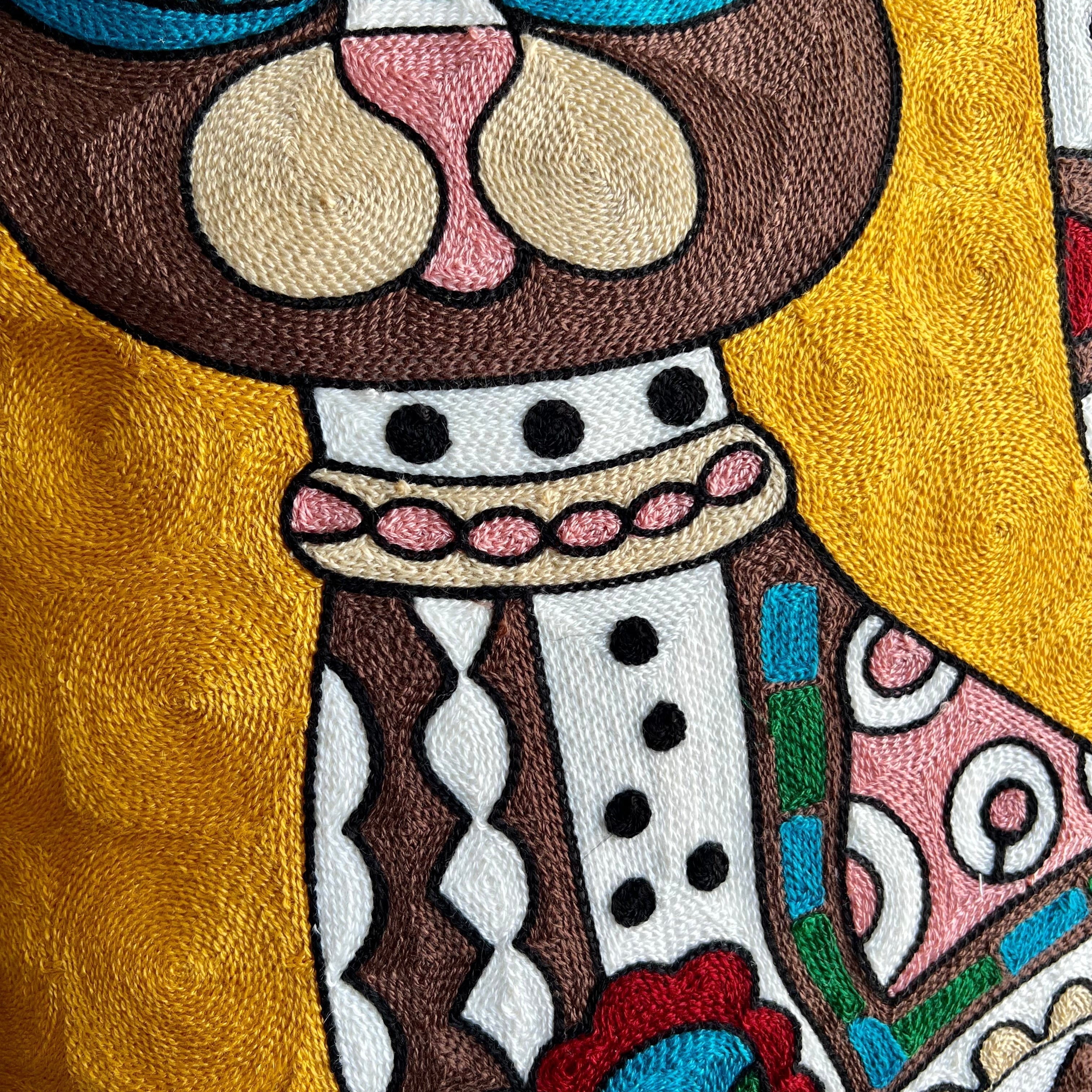 Gold Abstract Art Inspired Cat | Embroidered Pillow Cover