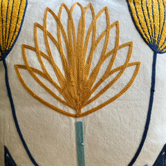 Lotus Flower Embroidered Throw Pillow Cover