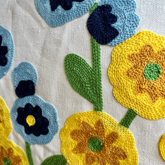Meadow Flowers Embroidered Throw Pillow Cover