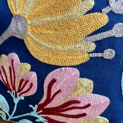 Midnight Gardens Embroidered Throw Pillow Cover