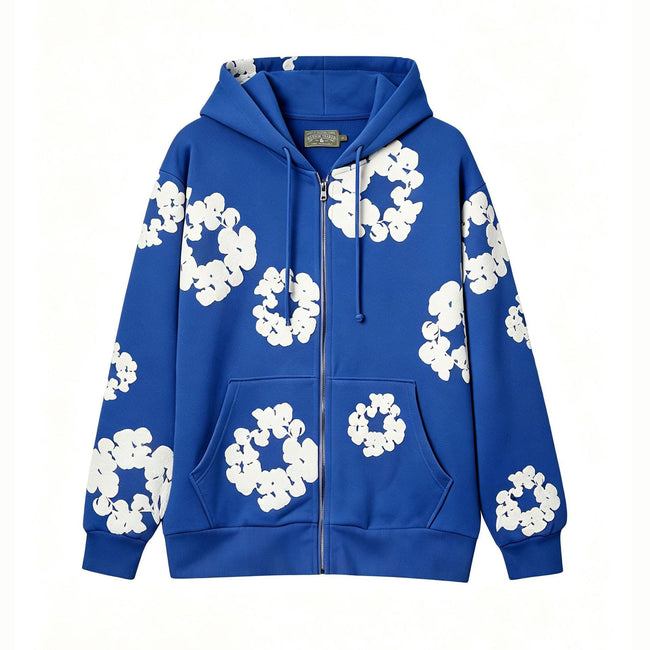 Denim Tears Cotton Wreath Full Zip-Up Hoodie - Royal Blue Hover Image