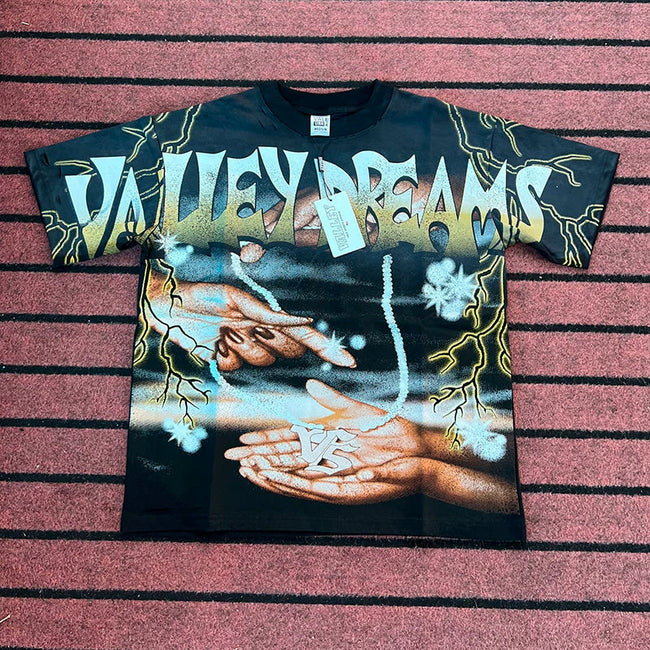 Valleydream Black Lightning Hands Art Valley Dreams Vintage T-Shirt Hover Image