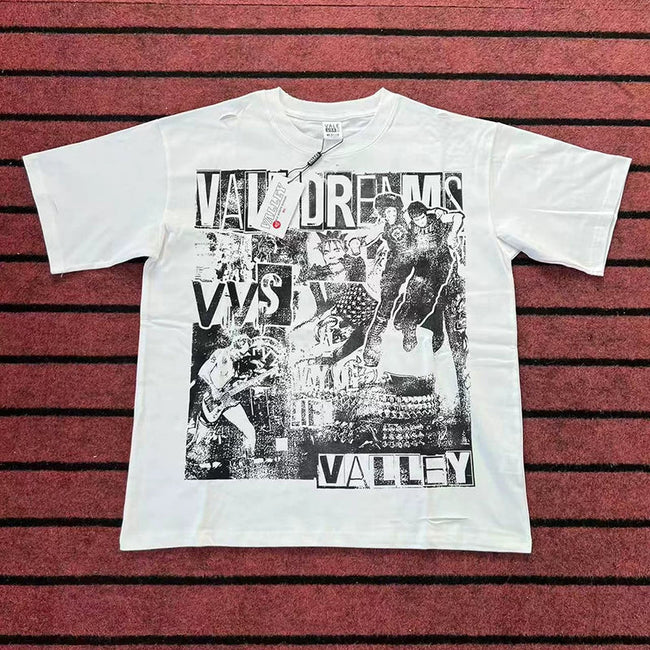 Valleydream White Black White Collage Vintage Graphic T-Shirt Hover Image