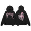 Revenge Rhinestone Spiderweb Heart Arch Logo Pullover Hoodie pink