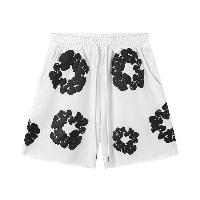 Denim Tears Cotton Wreath Shorts - White/Black Hover Image