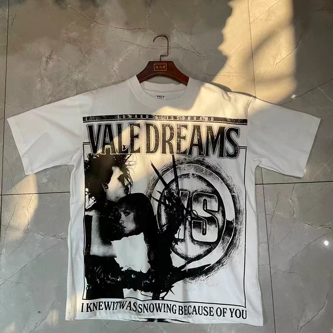 Valleydream White Black Portrait Stamp Retro Vintage T-Shirt Hover Image