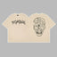 Revenge Arch Logo & Geometric Shattered Skull Graphic Short Sleeve T-Shirt  Beige