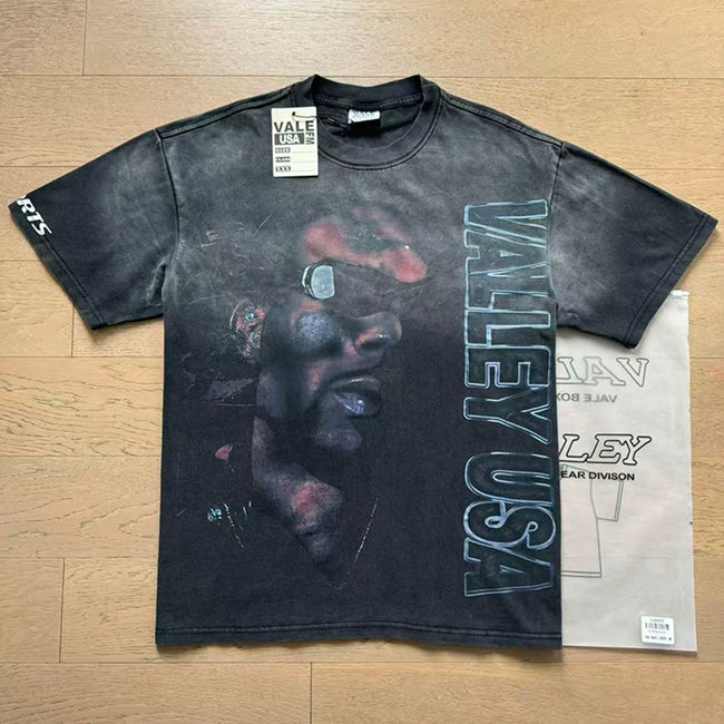 VALEFOREVER Dark Grey Washed Portrait Vale USA Retro Graphic T-Shirt Hover Image