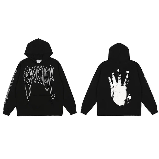 Revenge Classic Hand Graphic Pullover Hoodie Black/white Hover Image