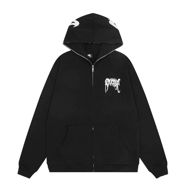 Revenge Gothic Arch Logo Zip-Up Hoodie - Black Hover Image