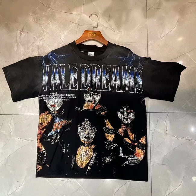 Valleydream Black Rock Band Portrait Vintage Graphic T-Shirt Hover Image