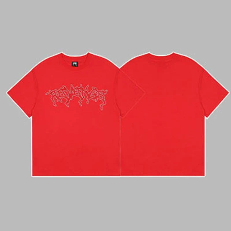 Revenge Outline Arch Logo Short Sleeve T-Shirt Red