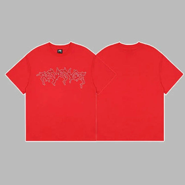 Revenge Outline Arch Logo Short Sleeve T-Shirt Red Hover Image
