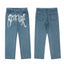 Revenge Vintage Blue Wash Gothic Logo Denim Jeans