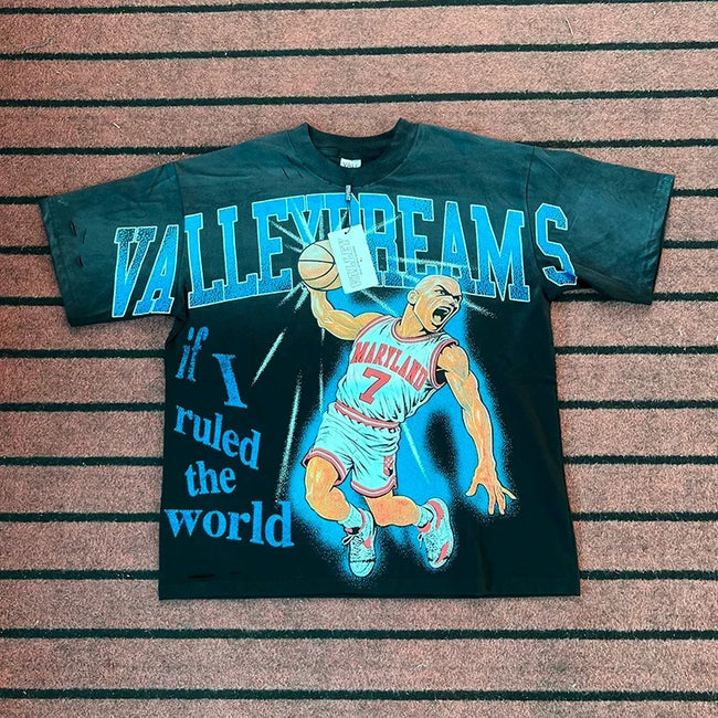 Valleydream Dark Green Basketball Player Vintage Graphic T-Shirt Hover Image