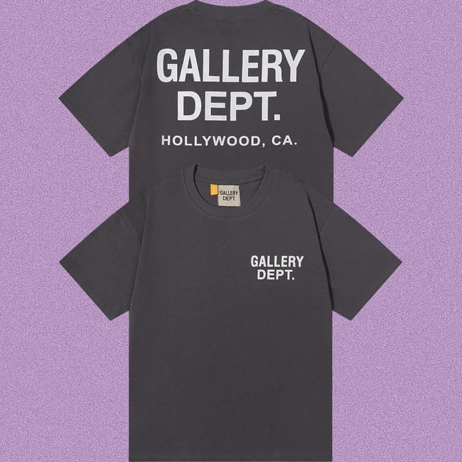 Gallery Dept. Hollywood Logo Short Sleeve T-Shirt - Dark Grey/White Hover Image