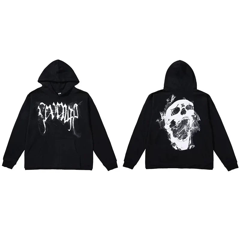 Revenge Smoke Skull Arch Logo Pullover Hoodie black