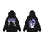 Revenge Gradient Splatter Cracked Skull Arch Logo Pullover Hoodie purple