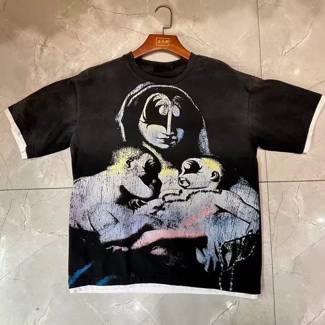 Valleydream Black Portrait Collage Vintage Graphic T-Shirt Hover Image