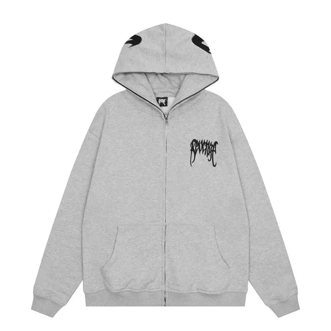 Revenge Gothic Arch Logo Zip-Up Hoodie - Heather Grey Hover Image