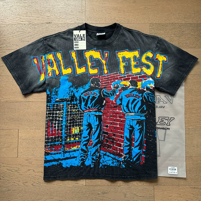 VALEFOREVER Black Washed Valley Fest Street Scene Vintage Graphic T-Shirt Hover Image