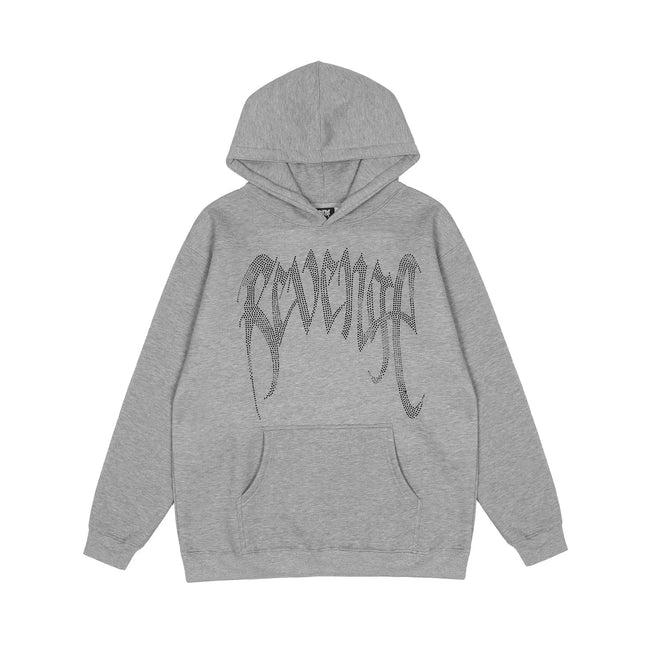 Revenge Grey Mesh Texture Arch Logo Pullover Hoodie Hover Image
