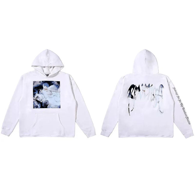 Revenge White Angel Painting Blue Arch Logo Pullover Hoodie Hover Image