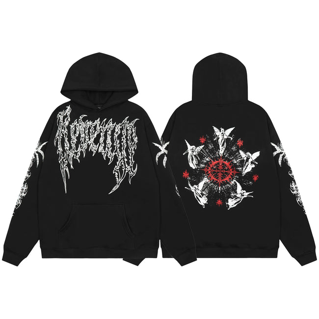 Revenge Black Five Angels & Red Cross Circle Pullover Hoodie Hover Image