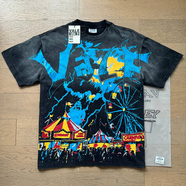 VALEFOREVER Black Washed Carnival Ferris Wheel Valley Fest Vintage Graphic T-Shirt Hover Image