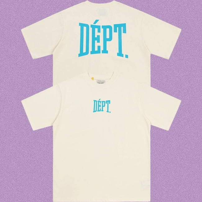 Gallery Dept. Arch Logo Short Sleeve T-Shirt - Cream/Cyan Hover Image