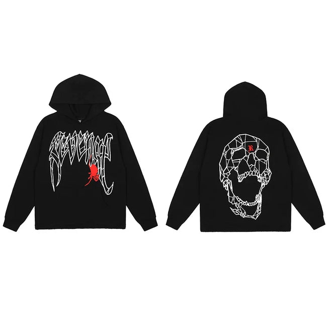 Revenge Black Geometric Spider Skull Arch Logo Pullover Hoodie Hover Image
