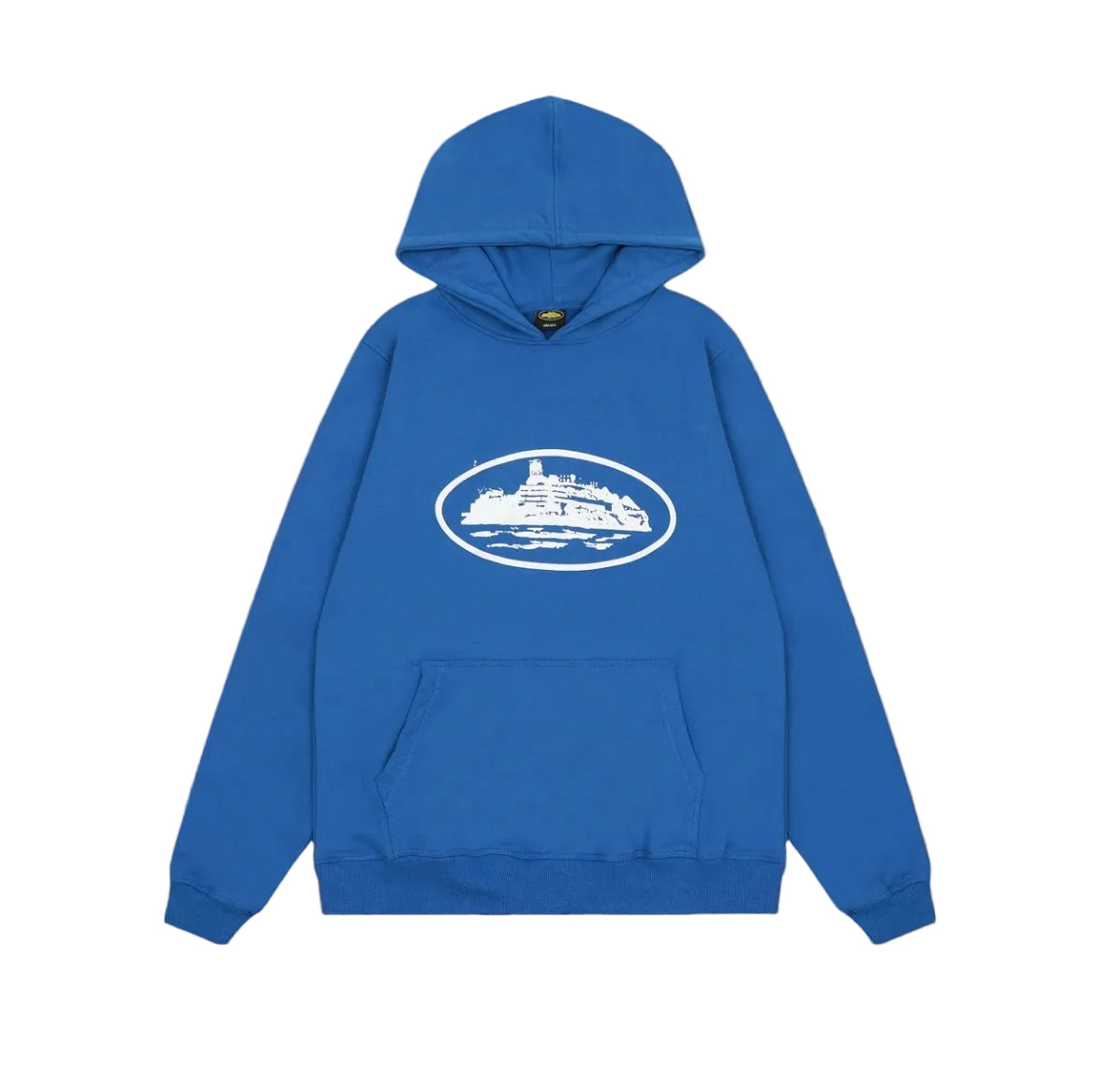 Royal Blue Vintage Graphic Hoodie – Oversized Streetwear Pullover Sweatshirt