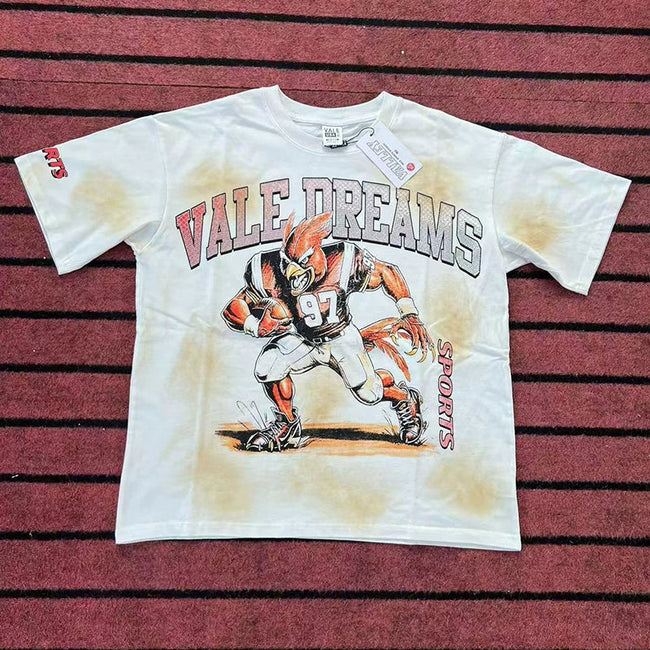 Valleydream White Football Mascot Stained Vintage Graphic T-Shirt Hover Image