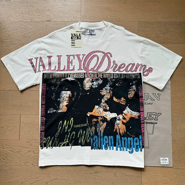 VALEFOREVER White Fallen Angel Retro Poster Vintage Graphic Short Sleeve T-Shirt Hover Image