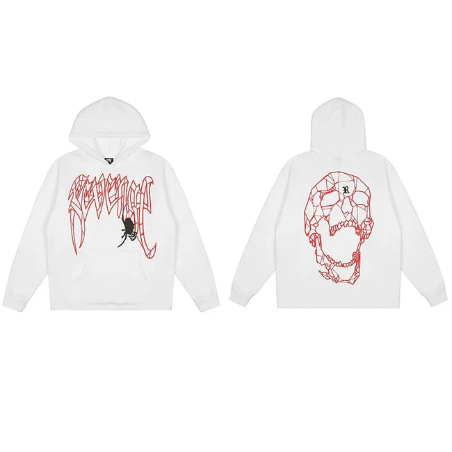 Revenge White Geometric Spider Skull Arch Logo Pullover Hoodie Hover Image