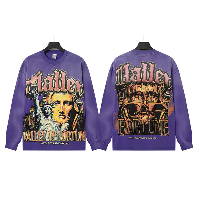 VALLEYDREAM Purple Valley Of Fortune Vintage Portrait Long Sleeve T Shirt Hover Image