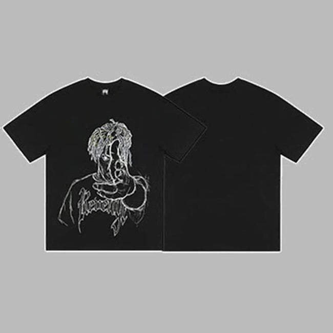 Revenge Pointing Portrait Graphic Short Sleeve T-Shirt Black Hover Image