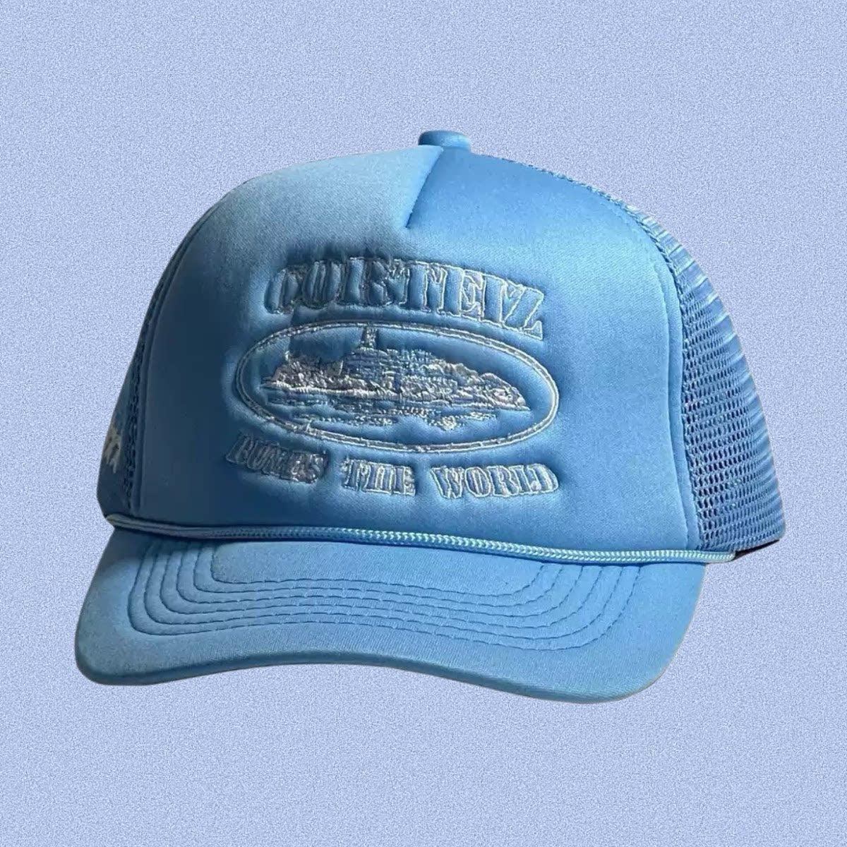 Blue Tonal Trucker Cap | Modern Streetwear Embroidered Hat