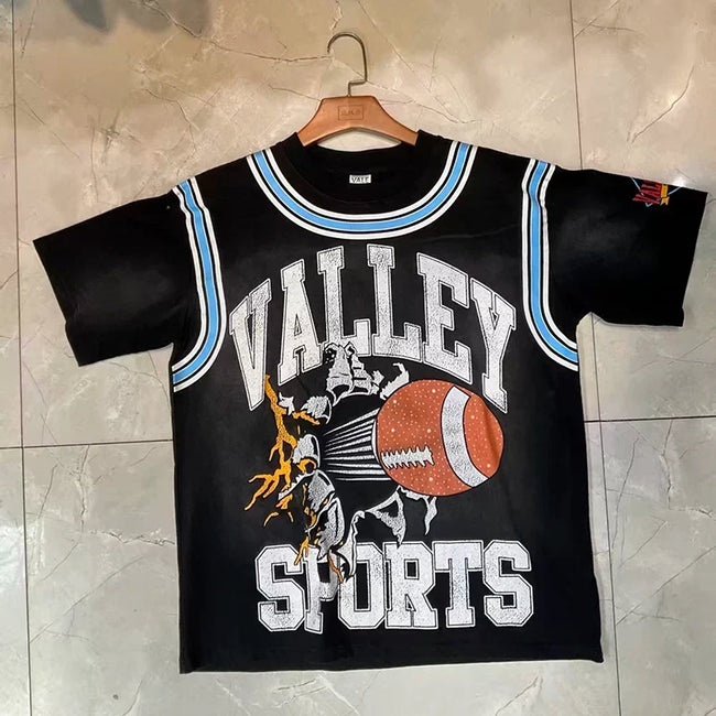 Valleydream Black Blue Striped Collar Valley Football Sports Vintage T-Shirt Hover Image