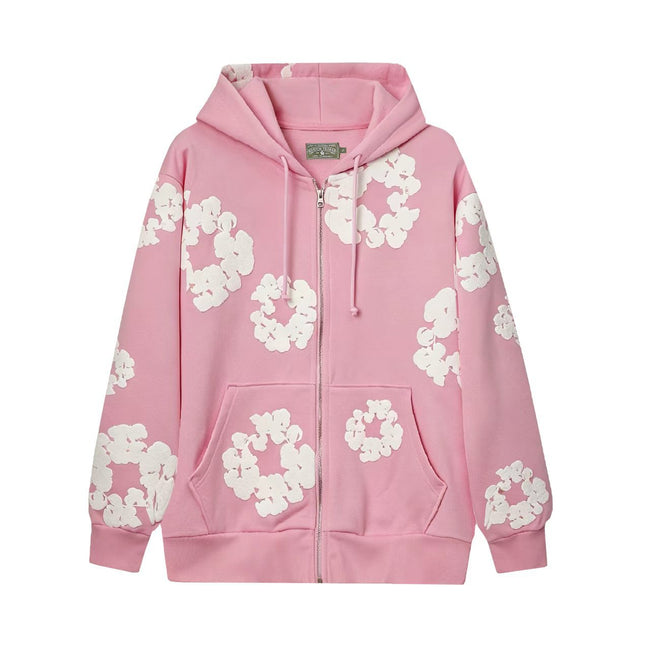 Denim Tears Cotton Wreath Full Zip-Up Hoodie - Pink Hover Image