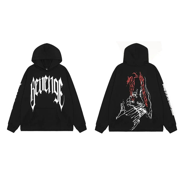 Revenge x Juice WRLD Portrait Arch Logo Pullover Hoodie Black Hover Image