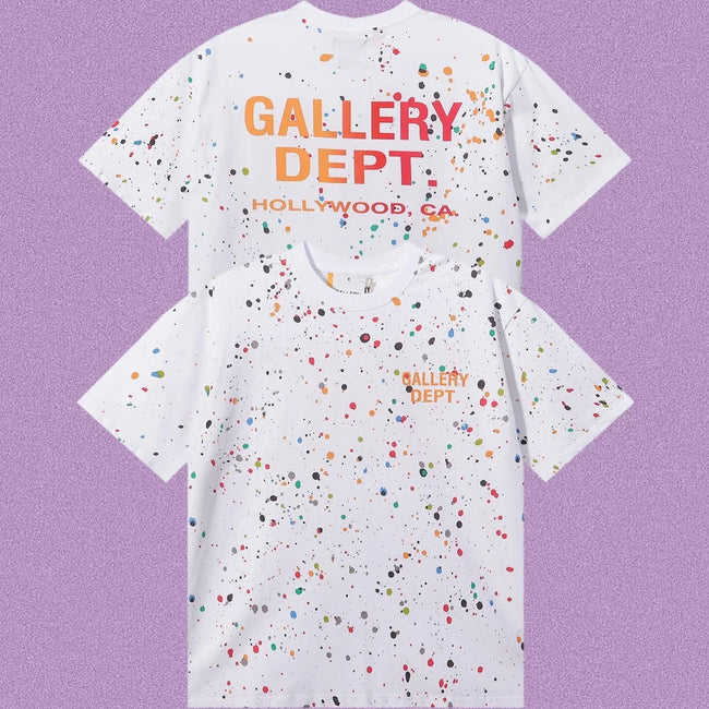 Gallery Dept. Paint Splatter Gradient Logo Short Sleeve T-Shirt - White Hover Image